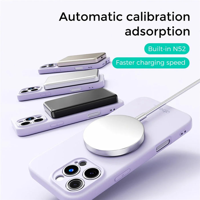 ABEEL For iPhone 16 Pro Magnetic Case Kickstand Skin Touch Liquid Silicone Phone Cover - Purple - 6