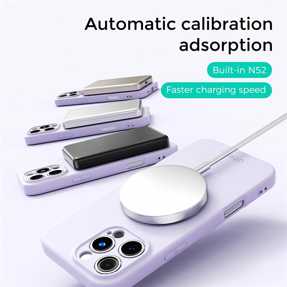 ABEEL For iPhone 16 Pro Max Magnetic Case Kickstand Skin Touch Liquid Silicone Phone Cover - Purple - 6
