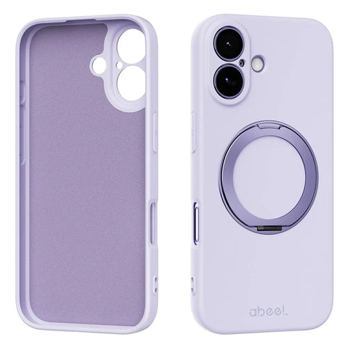 ABEEL For iPhone 17 Magnetic Case Kickstand Skin Touch Liquid Silicone Phone Cover - Purple - 1
