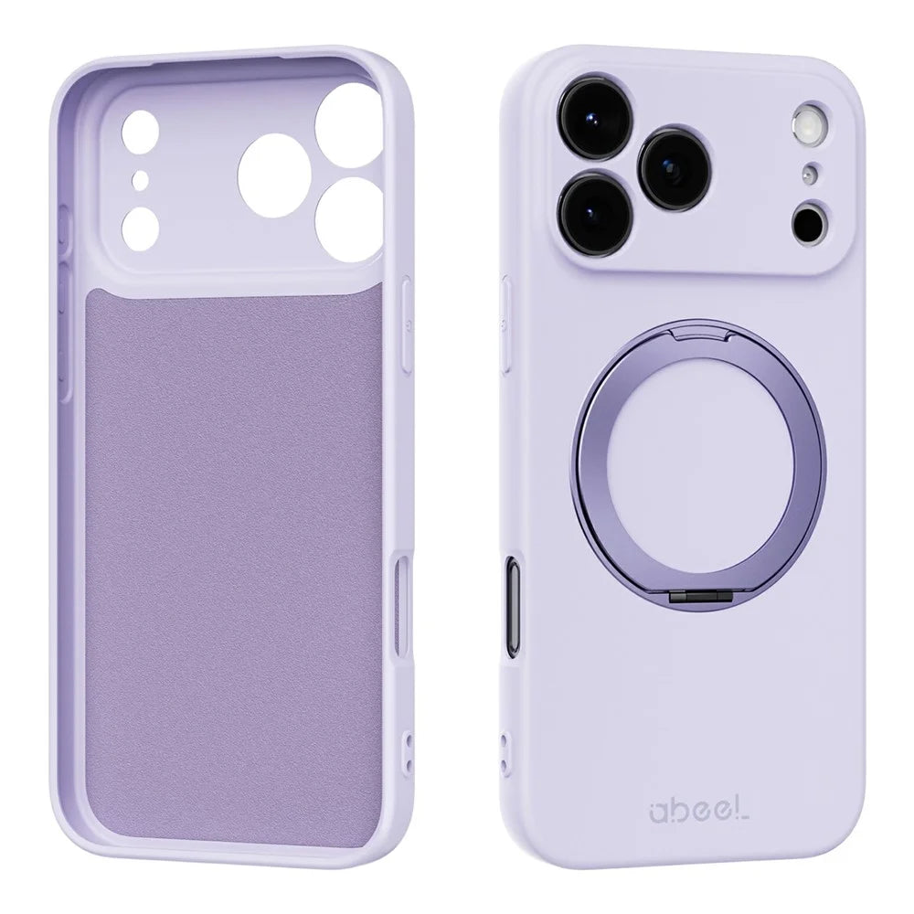 ABEEL For iPhone 17 Pro Magnetic Case Kickstand Skin Touch Liquid Silicone Phone Cover - Purple - 1