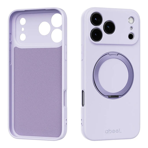 ABEEL For iPhone 17 Pro Magnetic Case Kickstand Skin Touch Liquid Silicone Phone Cover - Purple - 1