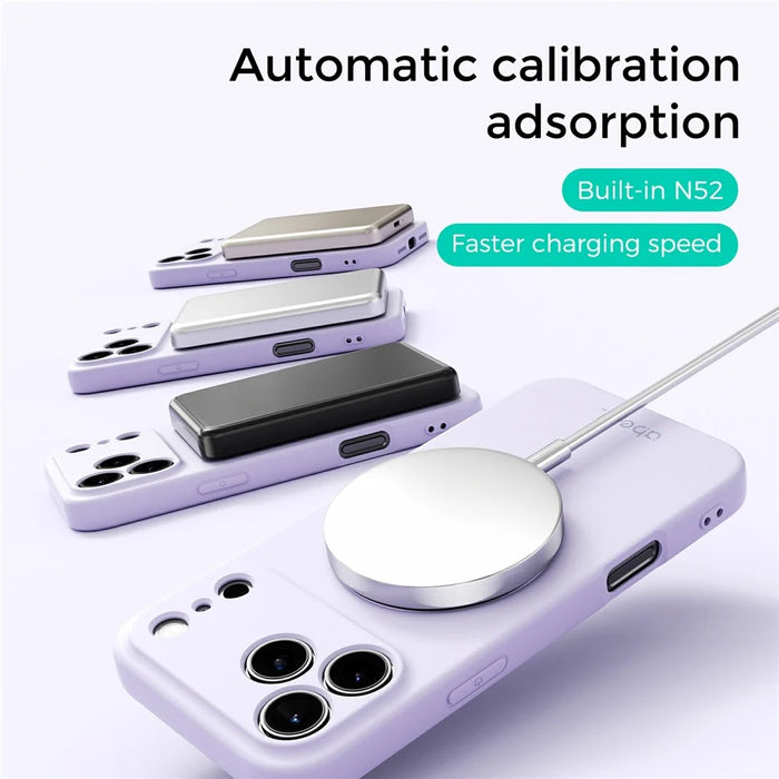 ABEEL For iPhone 17 Pro Magnetic Case Kickstand Skin Touch Liquid Silicone Phone Cover - Purple - 6