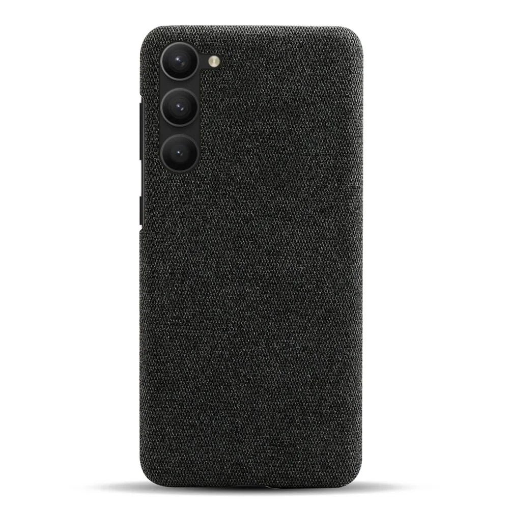 For Samsung Galaxy S23+ Solid Color Hard PC+Cloth Phone Cover Anti-scratch Protective Cover - Black - 3