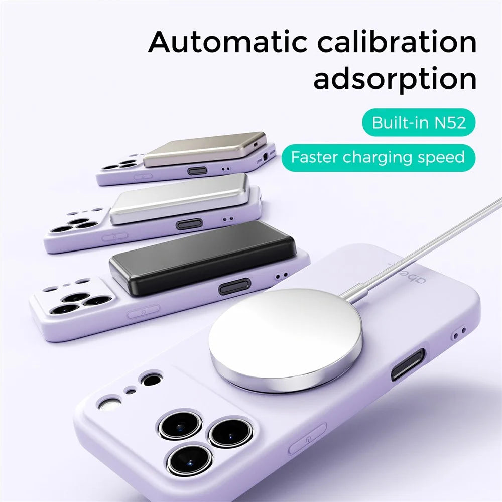 ABEEL For iPhone 17 Pro Max Magnetic Case Kickstand Skin Touch Liquid Silicone Phone Cover - Purple - 6