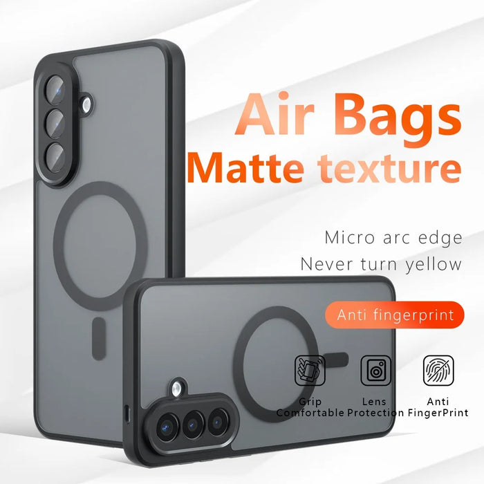 For Samsung Galaxy A57 5G Magnetic Case TPU + PC Matte Skin Touch Phone Cover - Black - 2