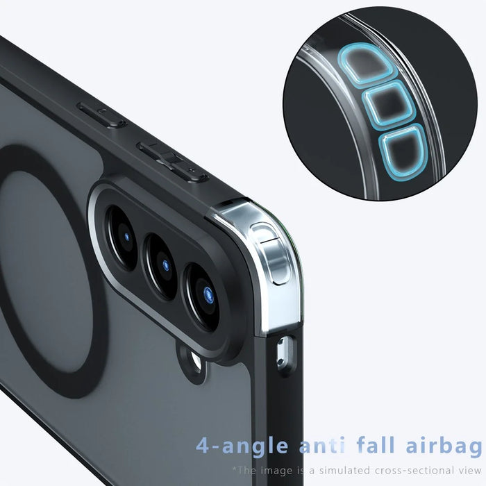 For Samsung Galaxy A57 5G Magnetic Case TPU + PC Matte Skin Touch Phone Cover - Black - 5