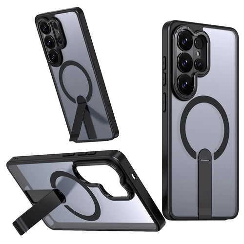 For Samsung Galaxy S26 Ultra Magnetic Case Kickstand TPU + Acrylic Phone Cover - Black - 1