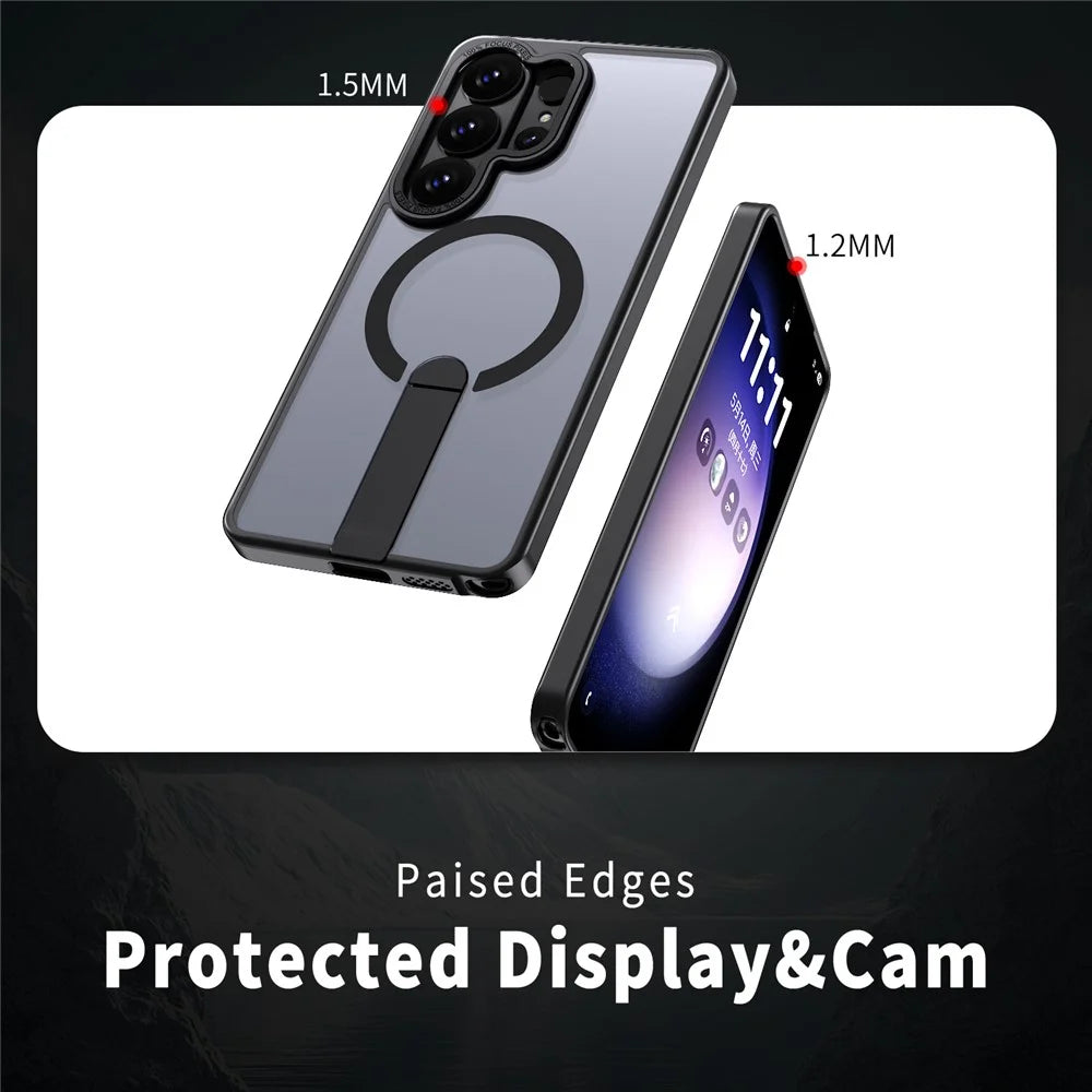 For Samsung Galaxy S26 Ultra Magnetic Case Kickstand TPU + Acrylic Phone Cover - Black - 4