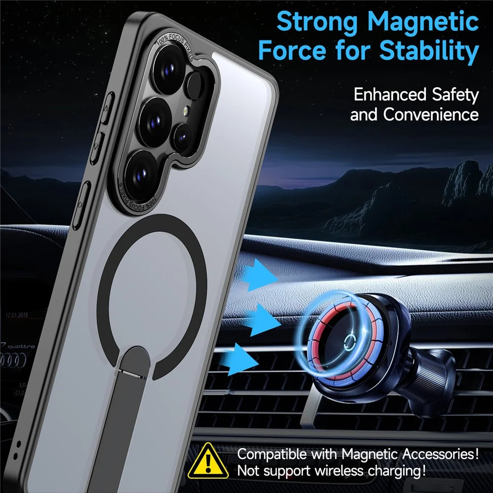 For Samsung Galaxy S26 Ultra Magnetic Case Kickstand TPU + Acrylic Phone Cover - Black - 7
