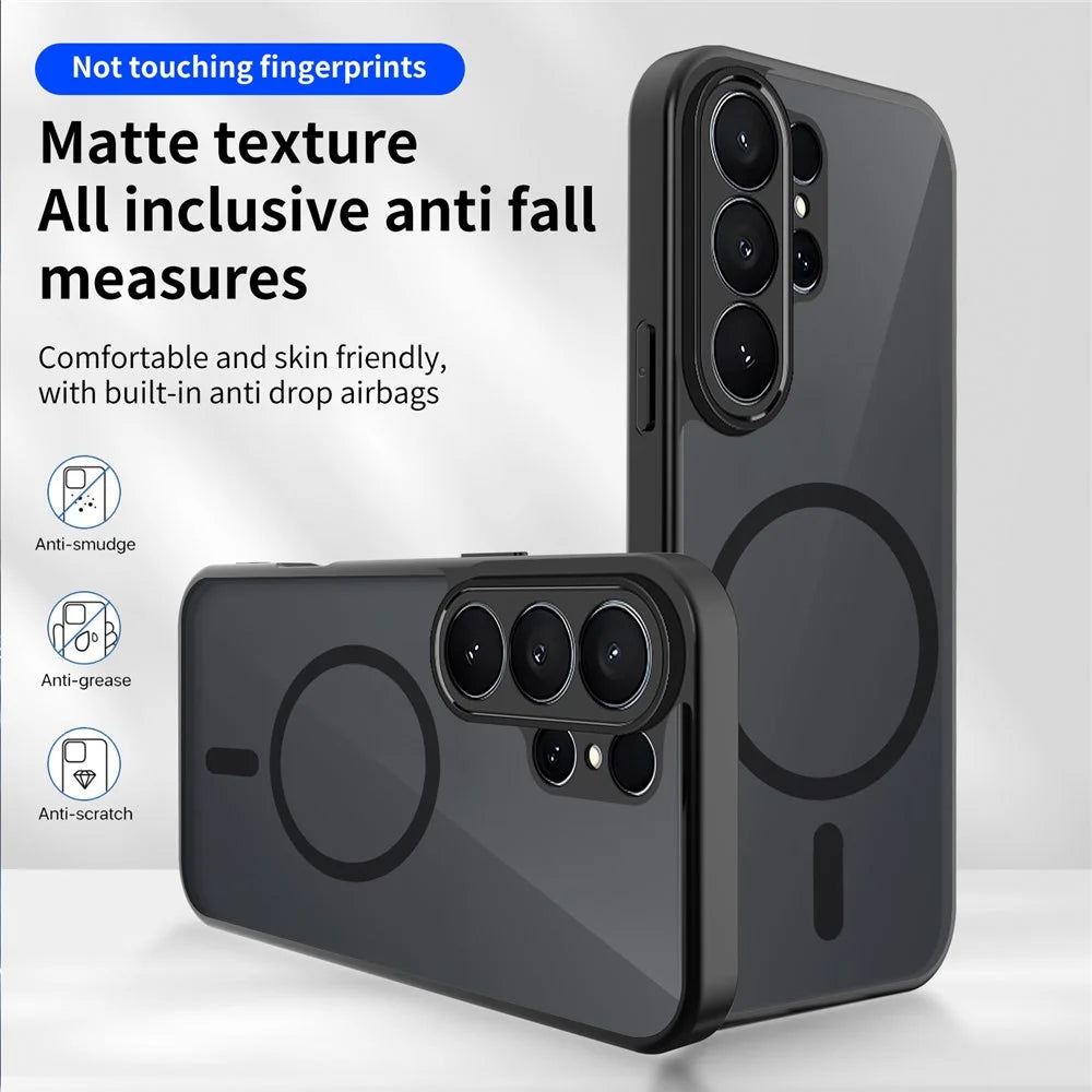 For Samsung Galaxy S26 Ultra Magnetic Case Skin Touch Matte PC + TPU Anti-Drop Phone Cover - Black - Translucent - 2