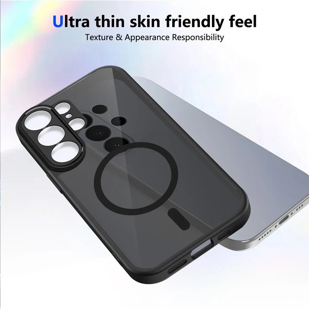 For Samsung Galaxy S26 Ultra Magnetic Case Skin Touch Matte PC + TPU Anti-Drop Phone Cover - Black - Translucent - 4