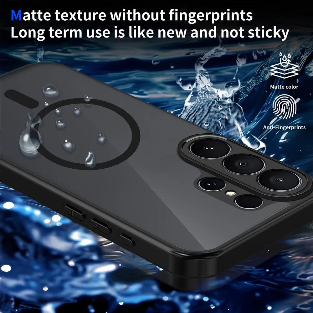 For Samsung Galaxy S26 Ultra Magnetic Case Skin Touch Matte PC + TPU Anti-Drop Phone Cover - Black - Translucent - 6