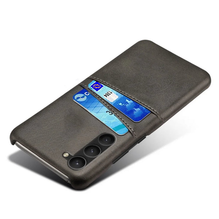 For Samsung Galaxy S23+ Dual Card Slots PU Leather Coated PC Cover Drop-proof Protective Phone Case - Black - 3