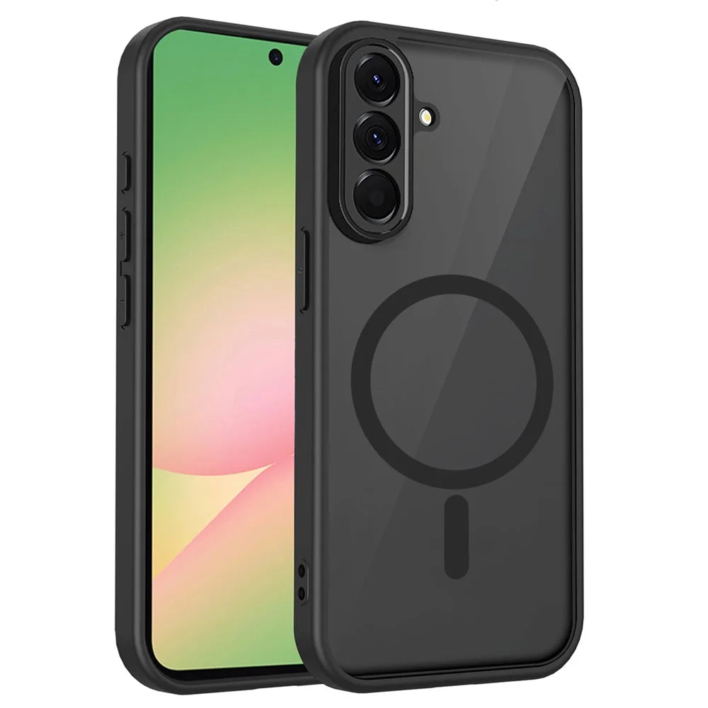 For Samsung Galaxy A37 5G Magnetic Case Skin Touch Matte PC + TPU Anti-Drop Phone Cover - Black - Translucent - 1