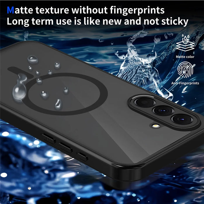 For Samsung Galaxy A37 5G Magnetic Case Skin Touch Matte PC + TPU Anti-Drop Phone Cover - Black - Translucent - 4