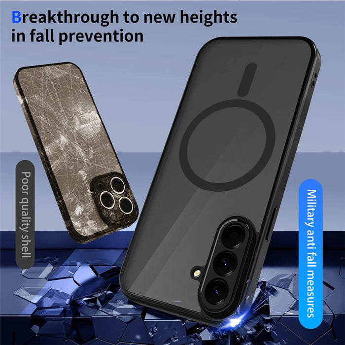 For Samsung Galaxy A37 5G Magnetic Case Skin Touch Matte PC + TPU Anti-Drop Phone Cover - Black - Translucent - 5