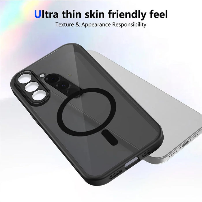 For Samsung Galaxy A37 5G Magnetic Case Skin Touch Matte PC + TPU Anti-Drop Phone Cover - Black - Translucent - 6