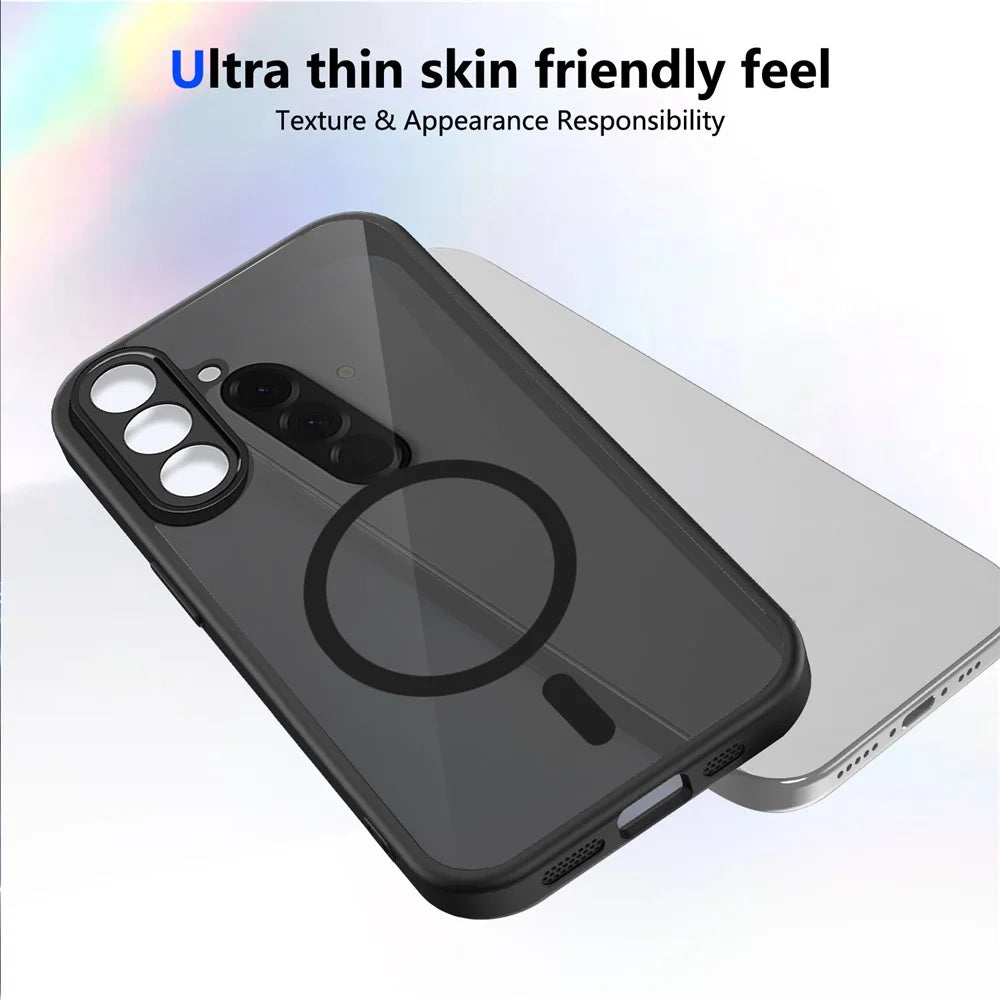 For Samsung Galaxy A57 5G Magnetic Case Skin Touch Matte PC + TPU Anti-Drop Phone Cover - Black - Translucent - 4