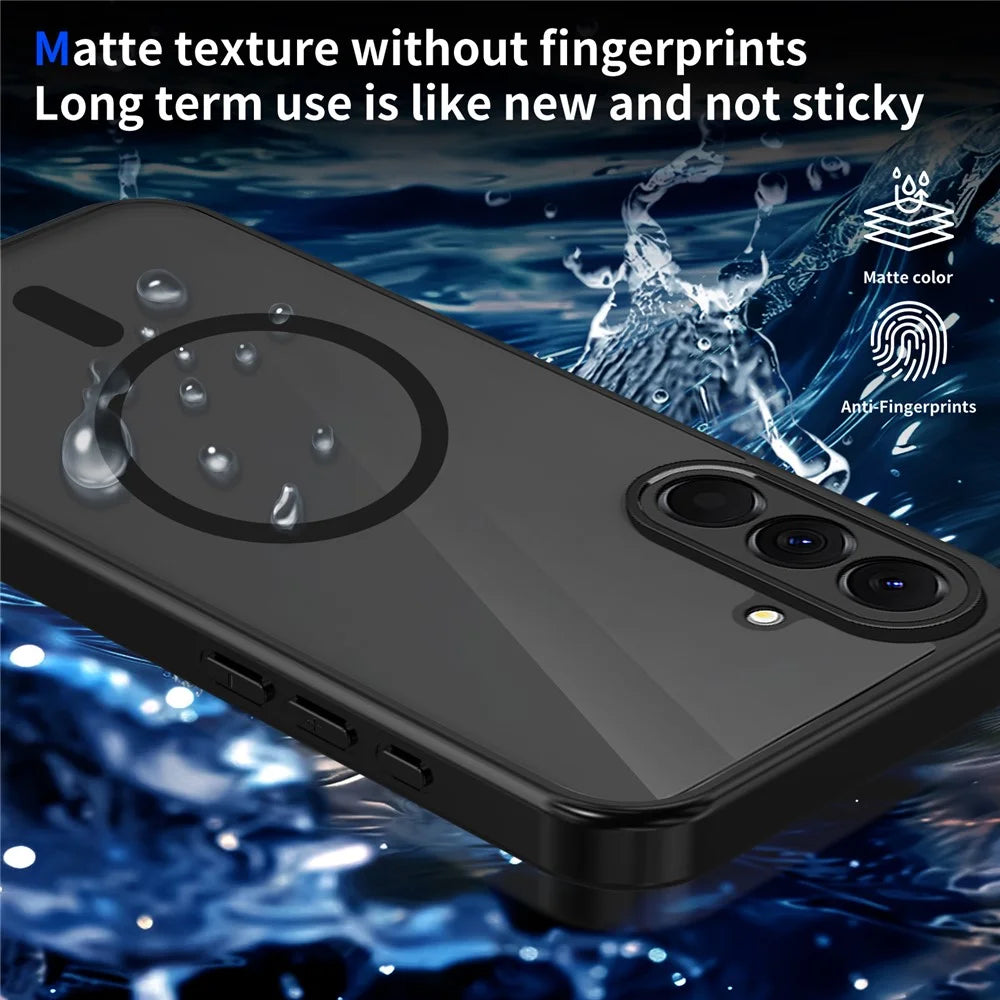 For Samsung Galaxy A57 5G Magnetic Case Skin Touch Matte PC + TPU Anti-Drop Phone Cover - Black - Translucent - 6