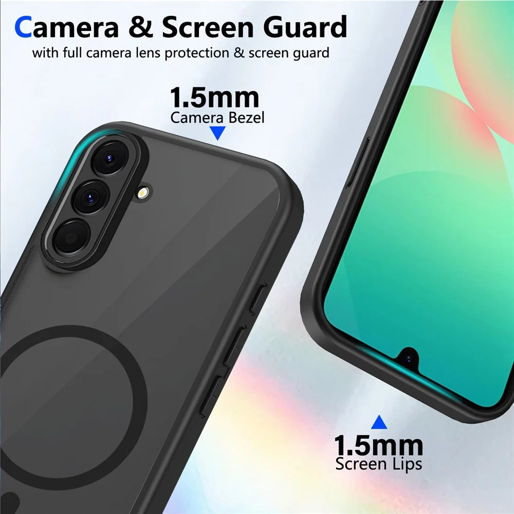For Samsung Galaxy A57 5G Magnetic Case Skin Touch Matte PC + TPU Anti-Drop Phone Cover - Black - Translucent - 7