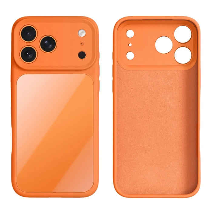 For iPhone 17 Pro Case Liquid Silicone + PC + Graphene Glass Shockproof Phone Cover - Orange - 2