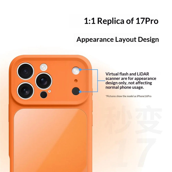 For iPhone 17 Pro Case Liquid Silicone + PC + Graphene Glass Shockproof Phone Cover - Orange - 3