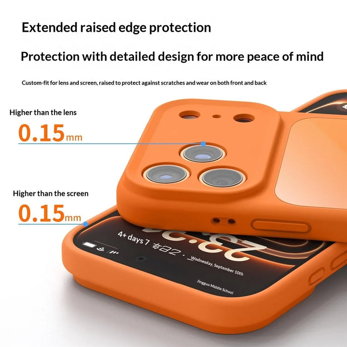 For iPhone 17 Pro Case Liquid Silicone + PC + Graphene Glass Shockproof Phone Cover - Orange - 5