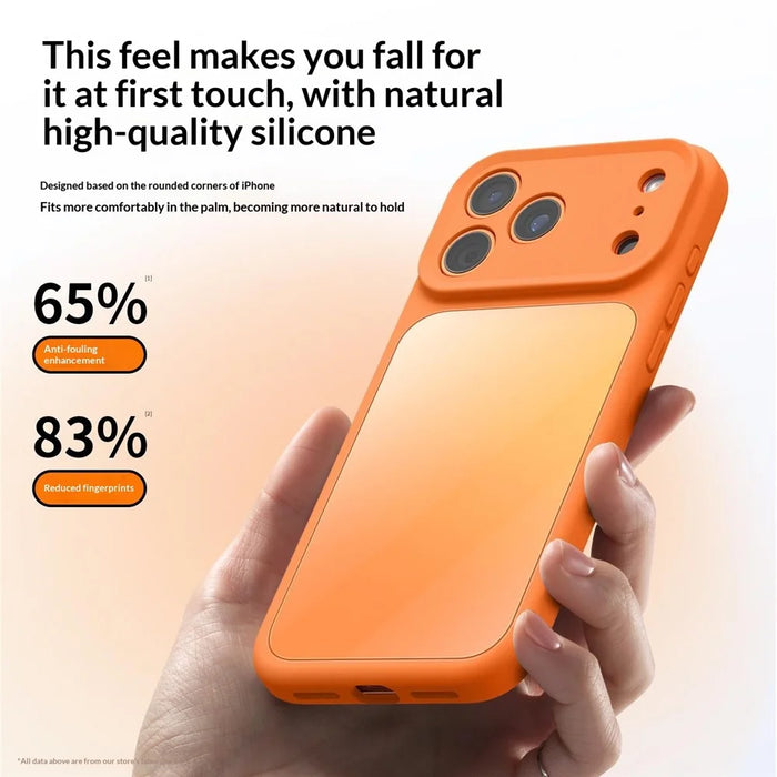For iPhone 17 Pro Case Liquid Silicone + PC + Graphene Glass Shockproof Phone Cover - Orange - 6