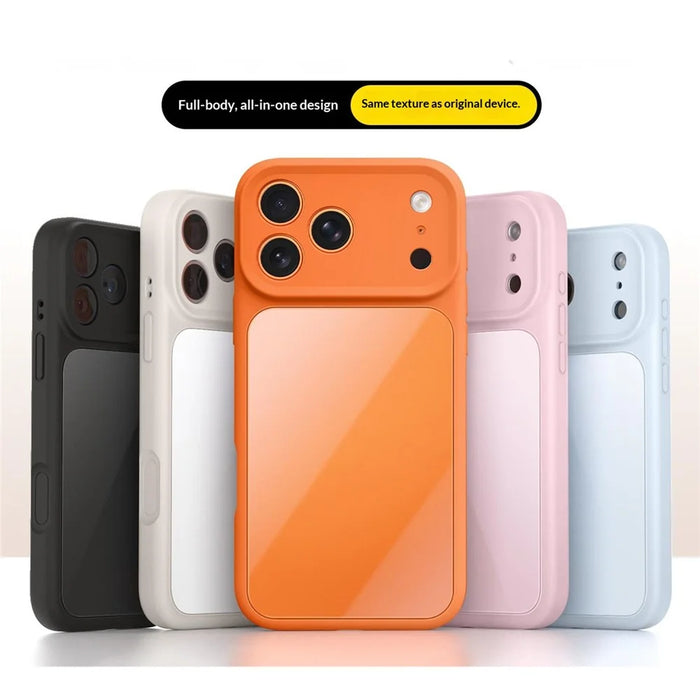 For iPhone 17 Pro Case Liquid Silicone + PC + Graphene Glass Shockproof Phone Cover - Orange - 7