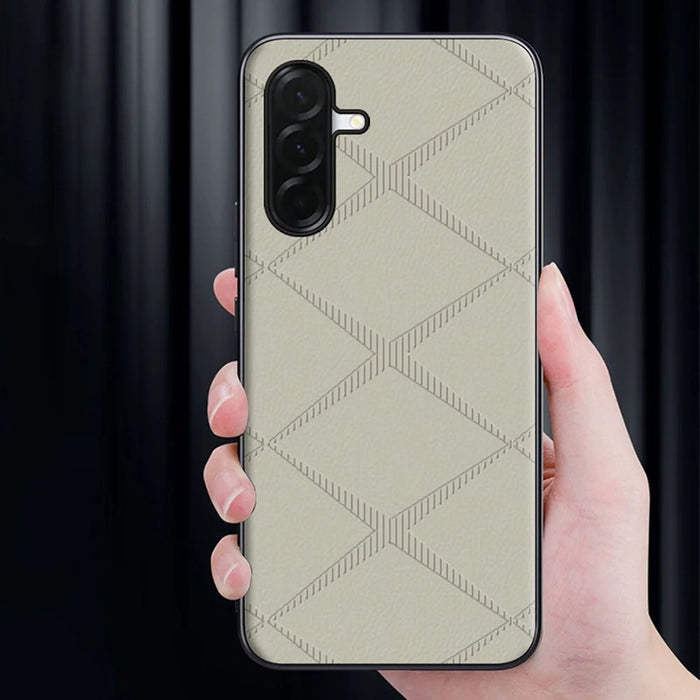 For Samsung Galaxy S26 Case X-Patterned TPU PU Leather PC Anti-Drop Phone Cover - Grey - 5