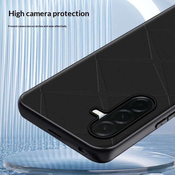 For Samsung Galaxy S25 Case X-Patterned TPU PU Leather PC Anti-Drop Phone Cover - Grey - 2