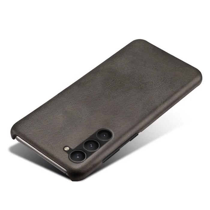 For Samsung Galaxy S23 Anti-scratch Mobile Phone Cover Calf Textured PU Leather Coated PC Protective Phone Case - Black - 3
