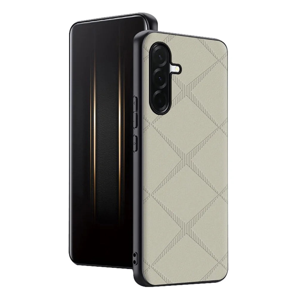 For Samsung Galaxy S24+ Case X-Patterned TPU PU Leather PC Anti-Drop Phone Cover - Grey - 1