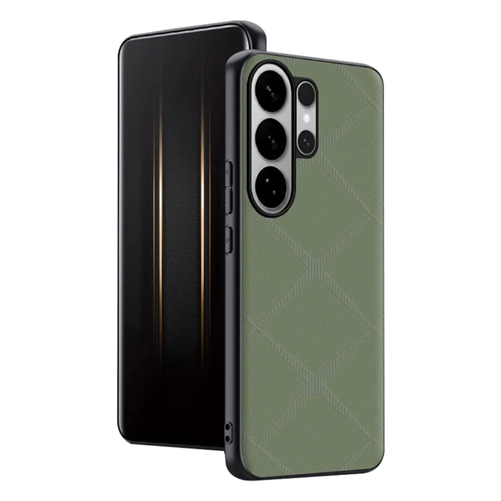 For Samsung Galaxy S26 Ultra Case X-Patterned TPU PU Leather PC Anti-Drop Phone Cover - Green - 1
