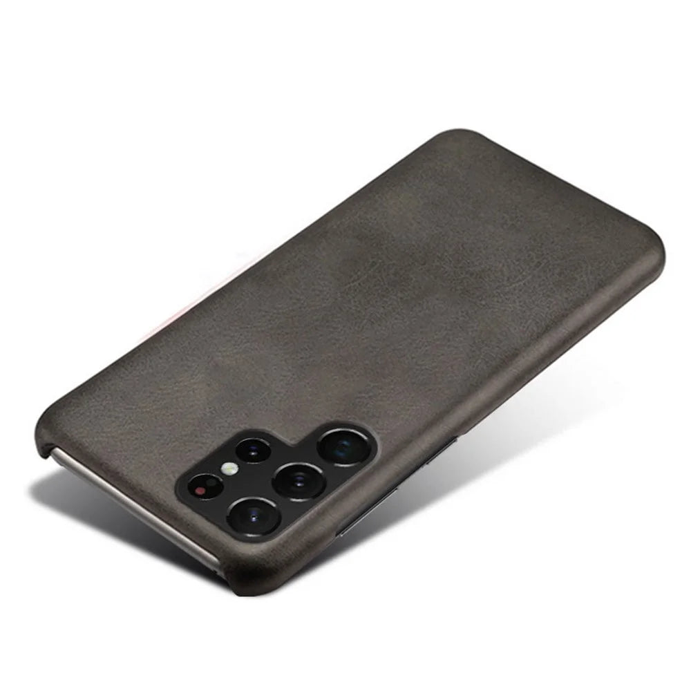 For Samsung Galaxy S23 Ultra  Calf Textured Phone Cover PU Leather Coated PC Anti-fall Cell Phone Case - Black - 3