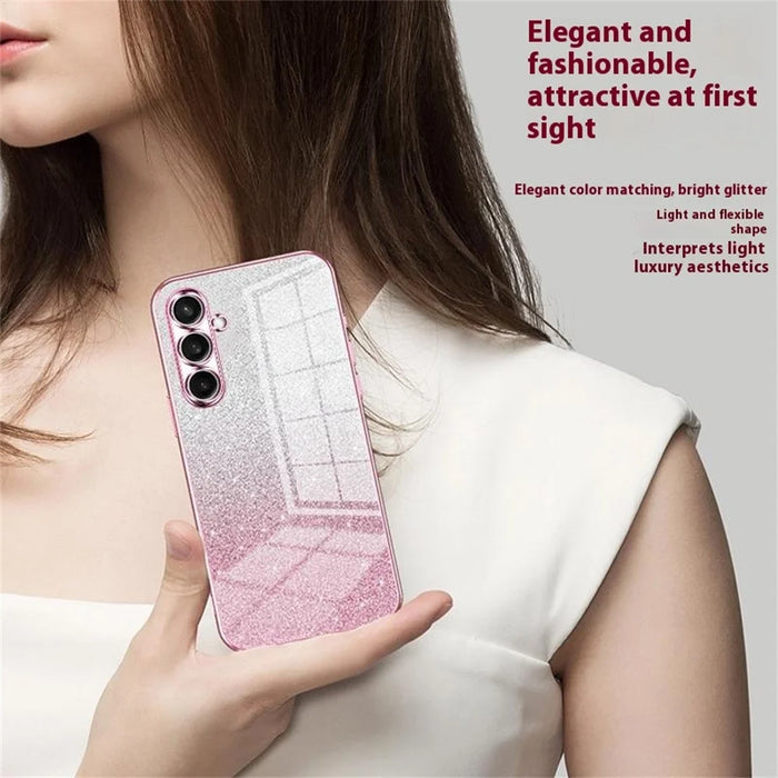 For Samsung Galaxy S26 Case Electroplating Gradient Glitter TPU Phone Cover - Pink - 7