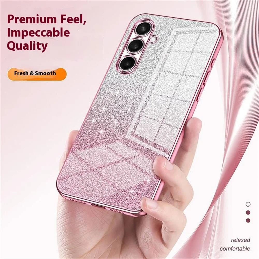 For Samsung Galaxy S26+ Case Electroplating Gradient Glitter TPU Phone Cover - Pink - 5