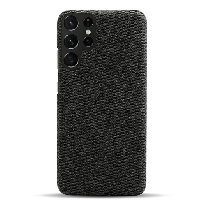 For Samsung Galaxy S23 Ultra Solid Color Hard PC Back Case Cloth Texture Anti-drop Phone Cover - Black - 3