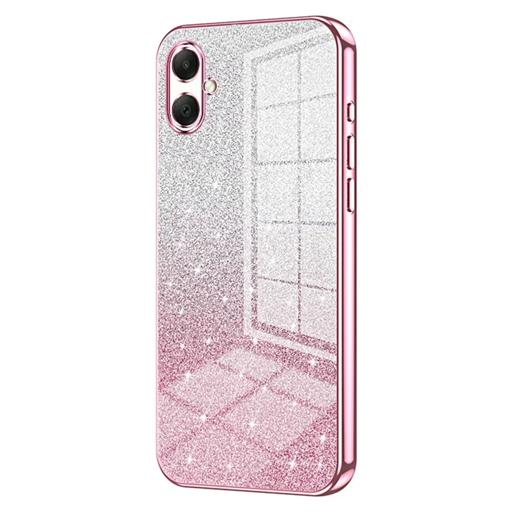 Phone Case For Samsung Galaxy A06 5G  /  A06 4G Electroplating Gradient Glitter TPU Phone Cover - Pink - 1