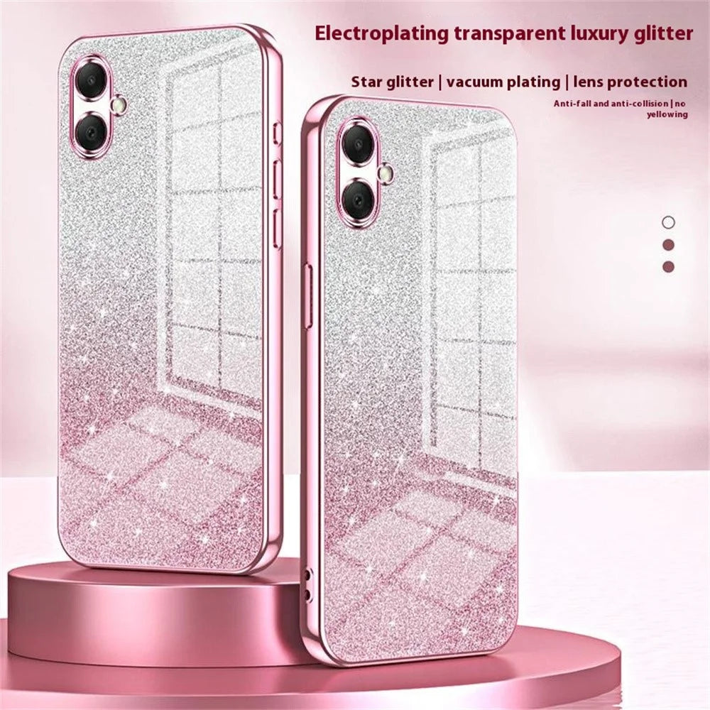 Phone Case For Samsung Galaxy A06 5G  /  A06 4G Electroplating Gradient Glitter TPU Phone Cover - Pink - 2