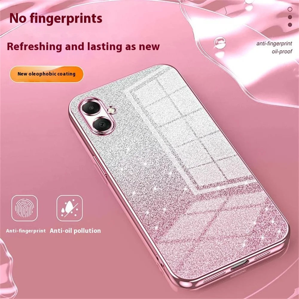 Phone Case For Samsung Galaxy A06 5G  /  A06 4G Electroplating Gradient Glitter TPU Phone Cover - Pink - 3