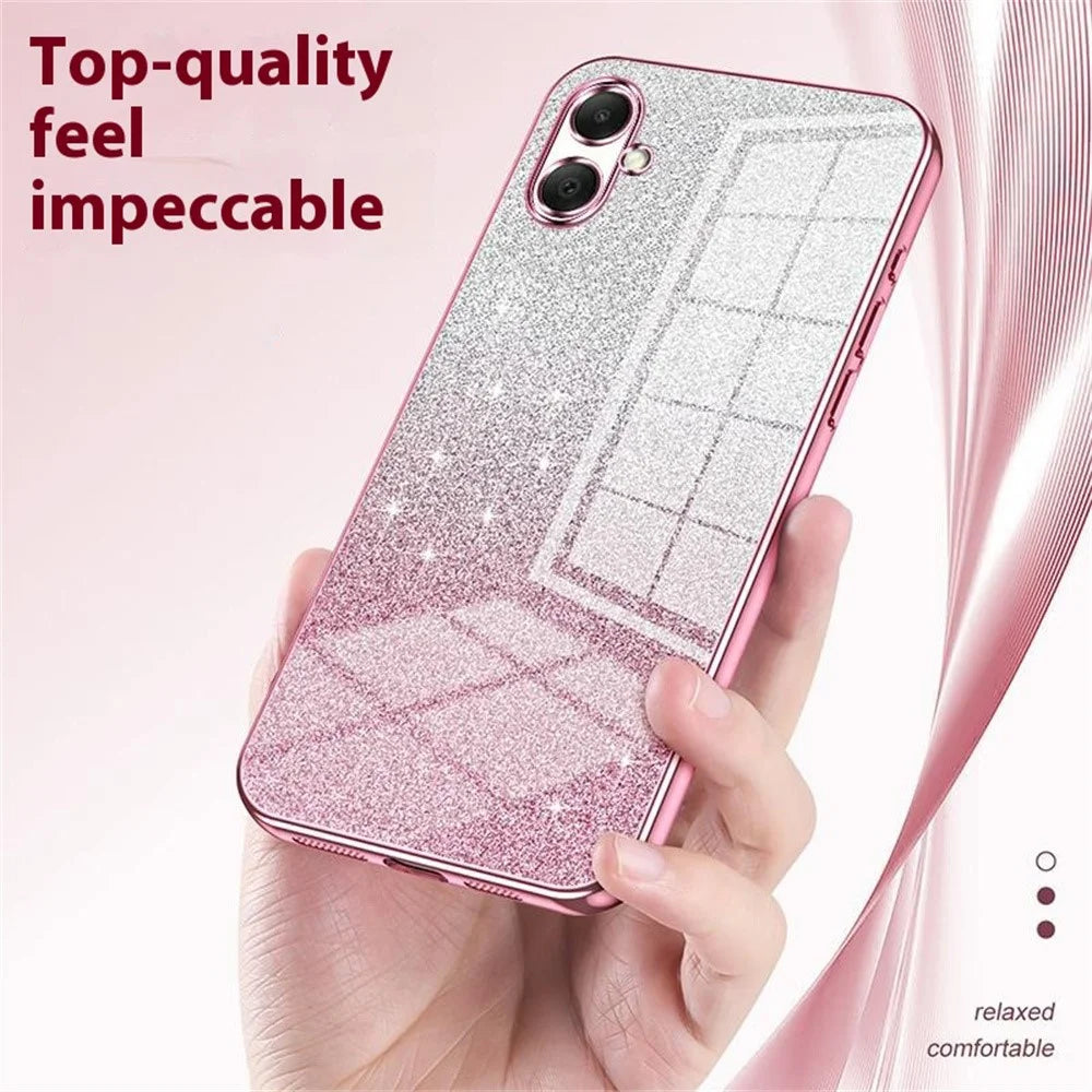 Phone Case For Samsung Galaxy A06 5G  /  A06 4G Electroplating Gradient Glitter TPU Phone Cover - Pink - 4