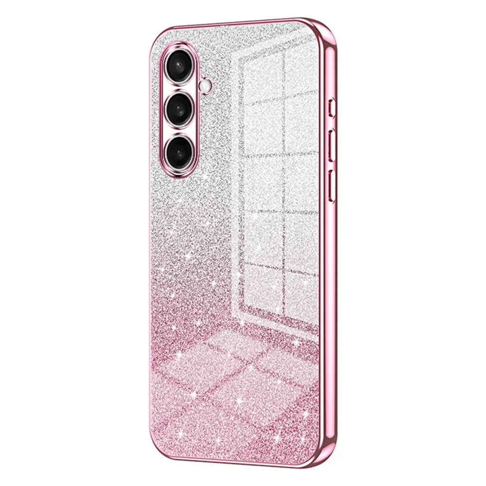 For Samsung Galaxy A27 5G Case Electroplating Gradient Glitter TPU Phone Cover - Pink - 1