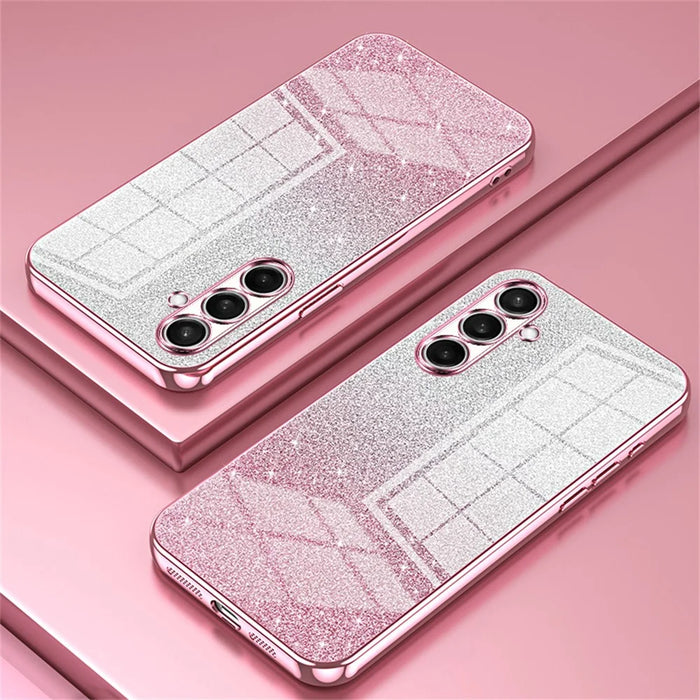 For Samsung Galaxy A27 5G Case Electroplating Gradient Glitter TPU Phone Cover - Pink - 2