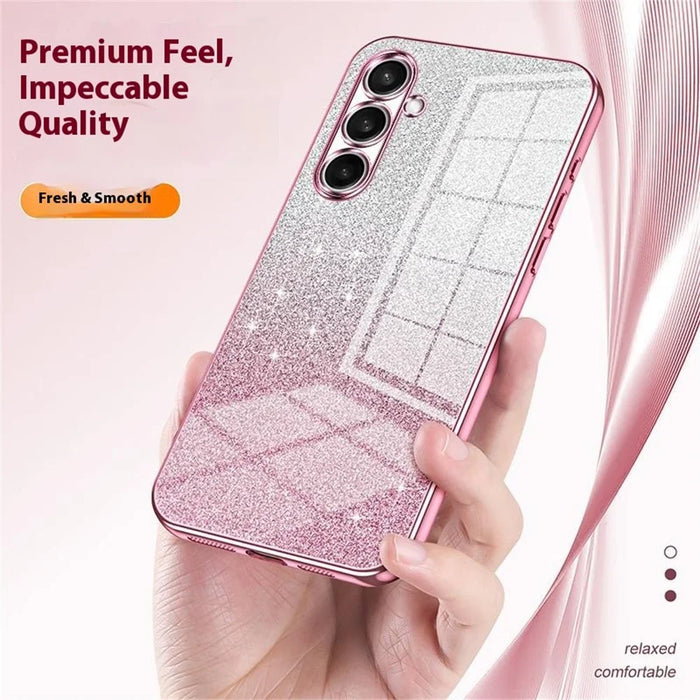 For Samsung Galaxy A27 5G Case Electroplating Gradient Glitter TPU Phone Cover - Pink - 5