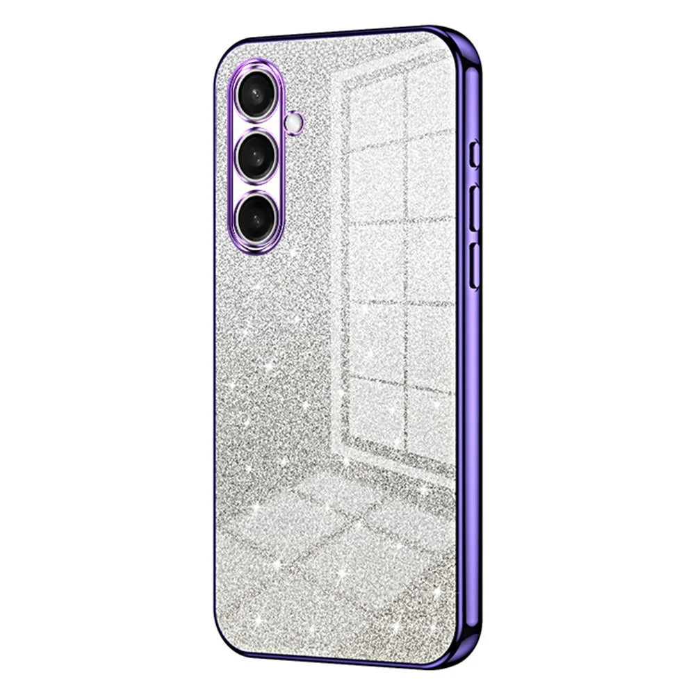 For Samsung Galaxy A37 5G Case Electroplating Gradient Glitter TPU Phone Cover - Purple - 1