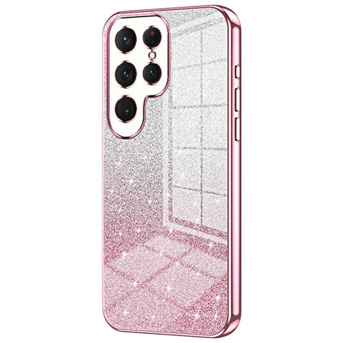 For Samsung Galaxy S26 Ultra Case Electroplating Gradient Glitter TPU Phone Cover - Pink - 1