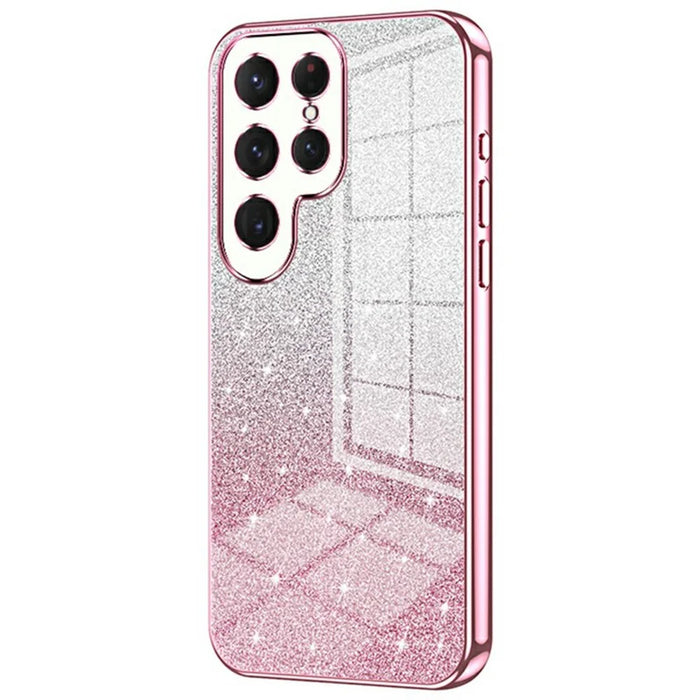 For Samsung Galaxy S26 Ultra Case Electroplating Gradient Glitter TPU Phone Cover - Pink - 1