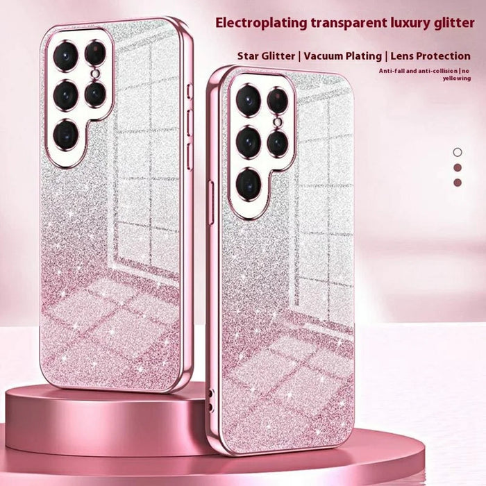 For Samsung Galaxy S26 Ultra Case Electroplating Gradient Glitter TPU Phone Cover - Pink - 2