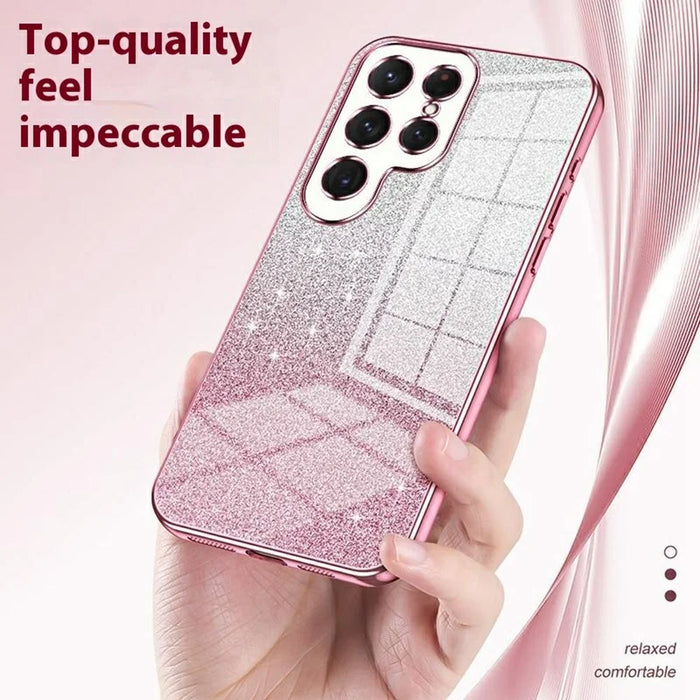 For Samsung Galaxy S26 Ultra Case Electroplating Gradient Glitter TPU Phone Cover - Pink - 5